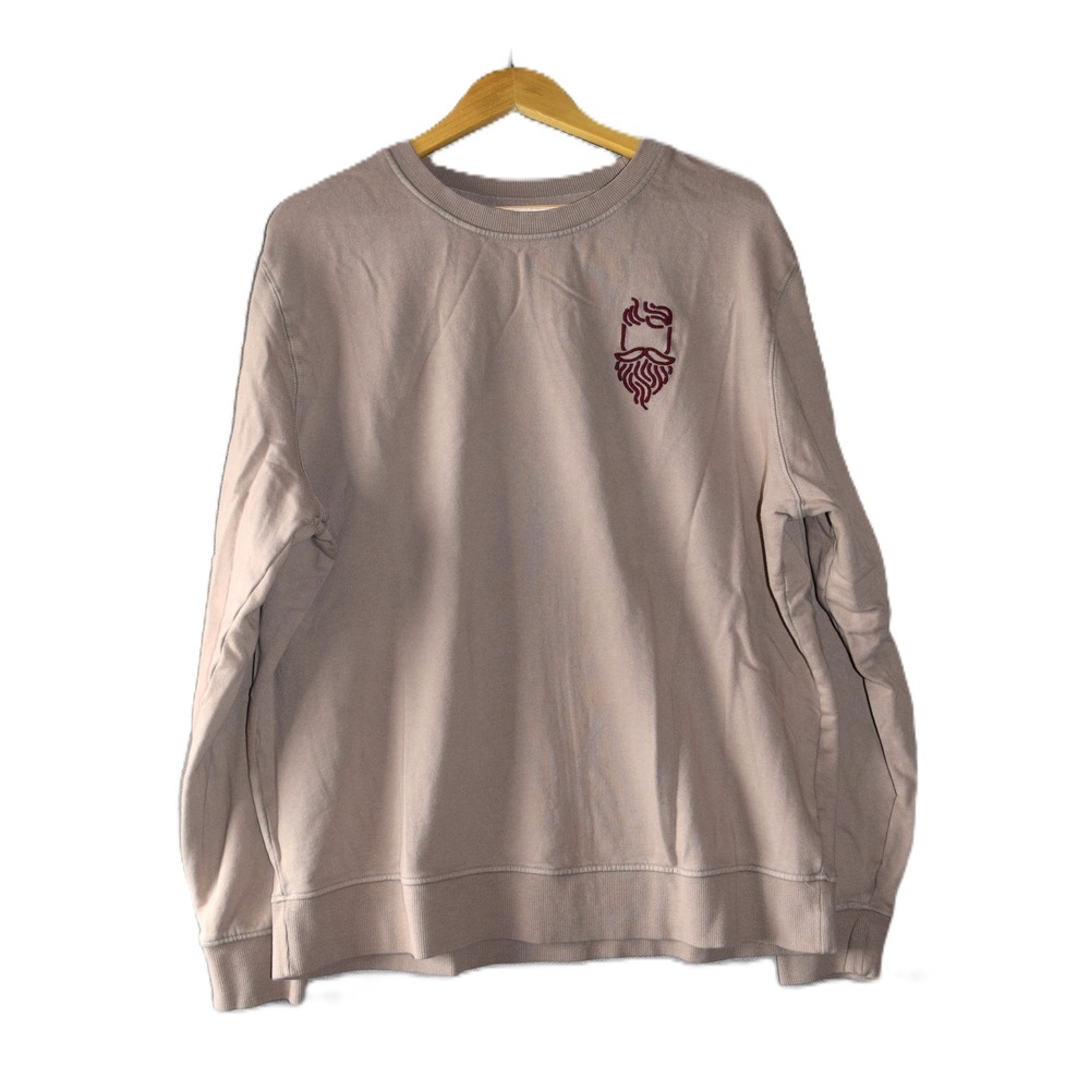 Goodfellow & Co Sweatshirt Mens XL Taupe Good Embroidered Beard Graphic Pullover
